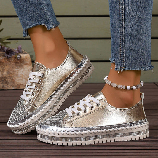 White Plus Size Chunky Sole Sneakers — Wide Fit Platform Trainers, EU 36-44