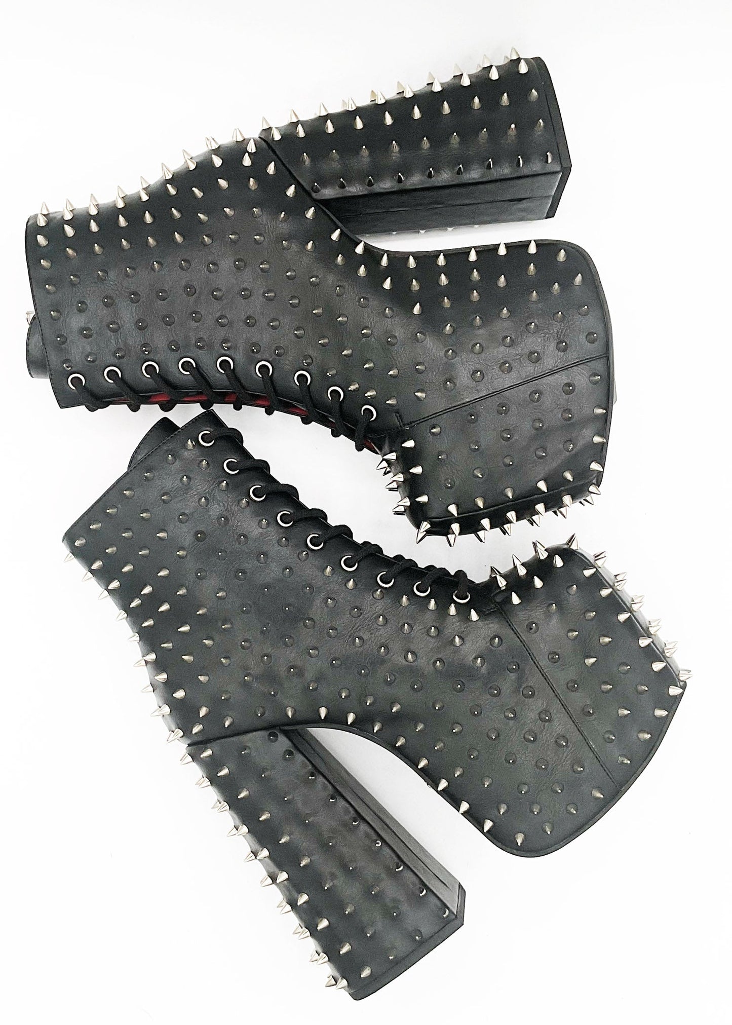 Leather Lace-Up Combat Boots — Chunky Sole, Wide Size Range