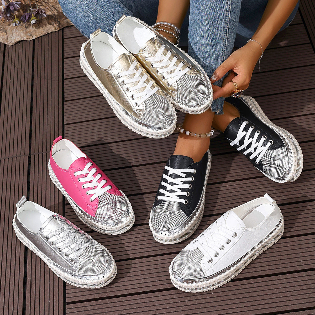 White Plus Size Chunky Sole Sneakers — Wide Fit Platform Trainers, EU 36-44