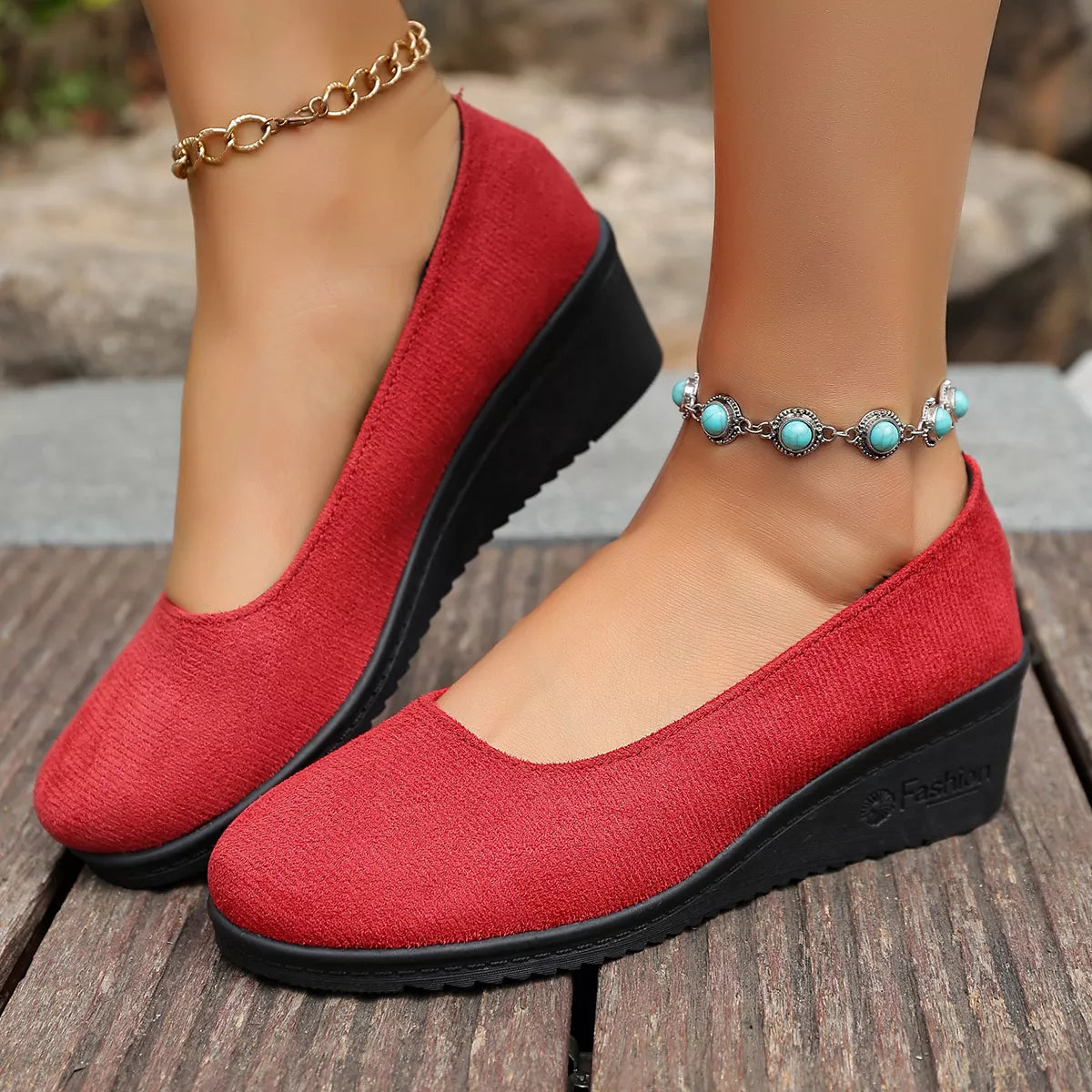Wedge Heel Slip-On Loafers — Comfortable Closed Toe Work Shoes, EU 36-43