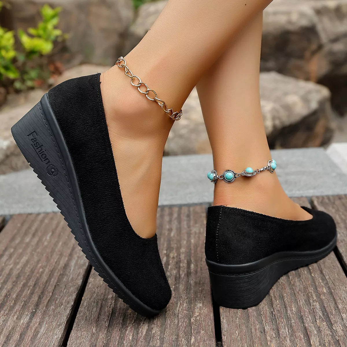 Wedge Heel Slip-On Loafers — Comfortable Closed Toe Work Shoes, EU 36-43