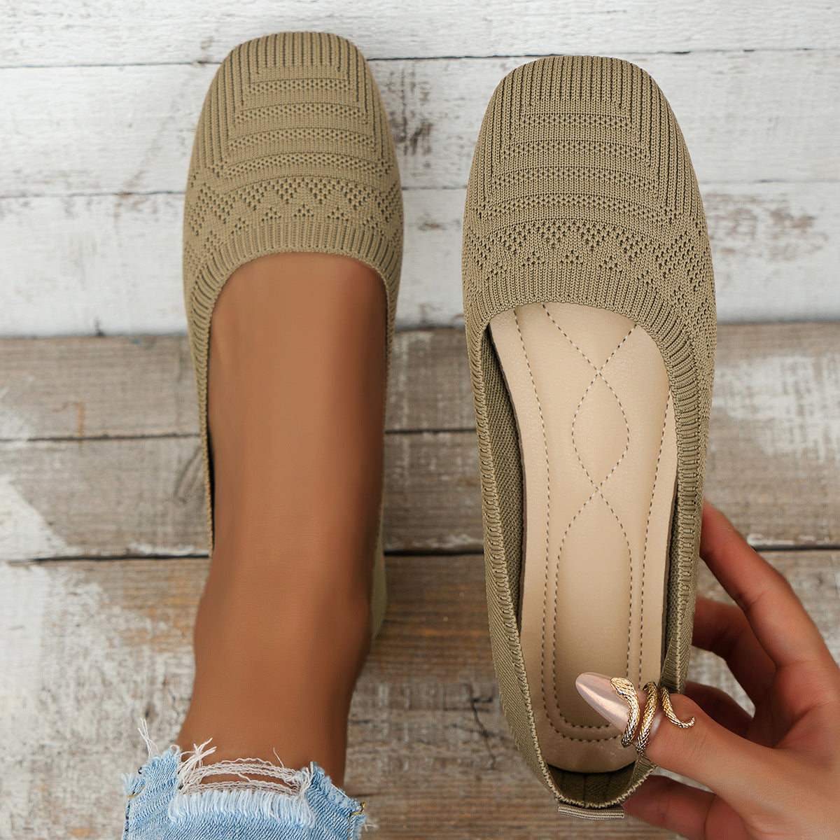Knitted Slip-On Shoes — Plus Size Breathable Sneakers, EU 36-43
