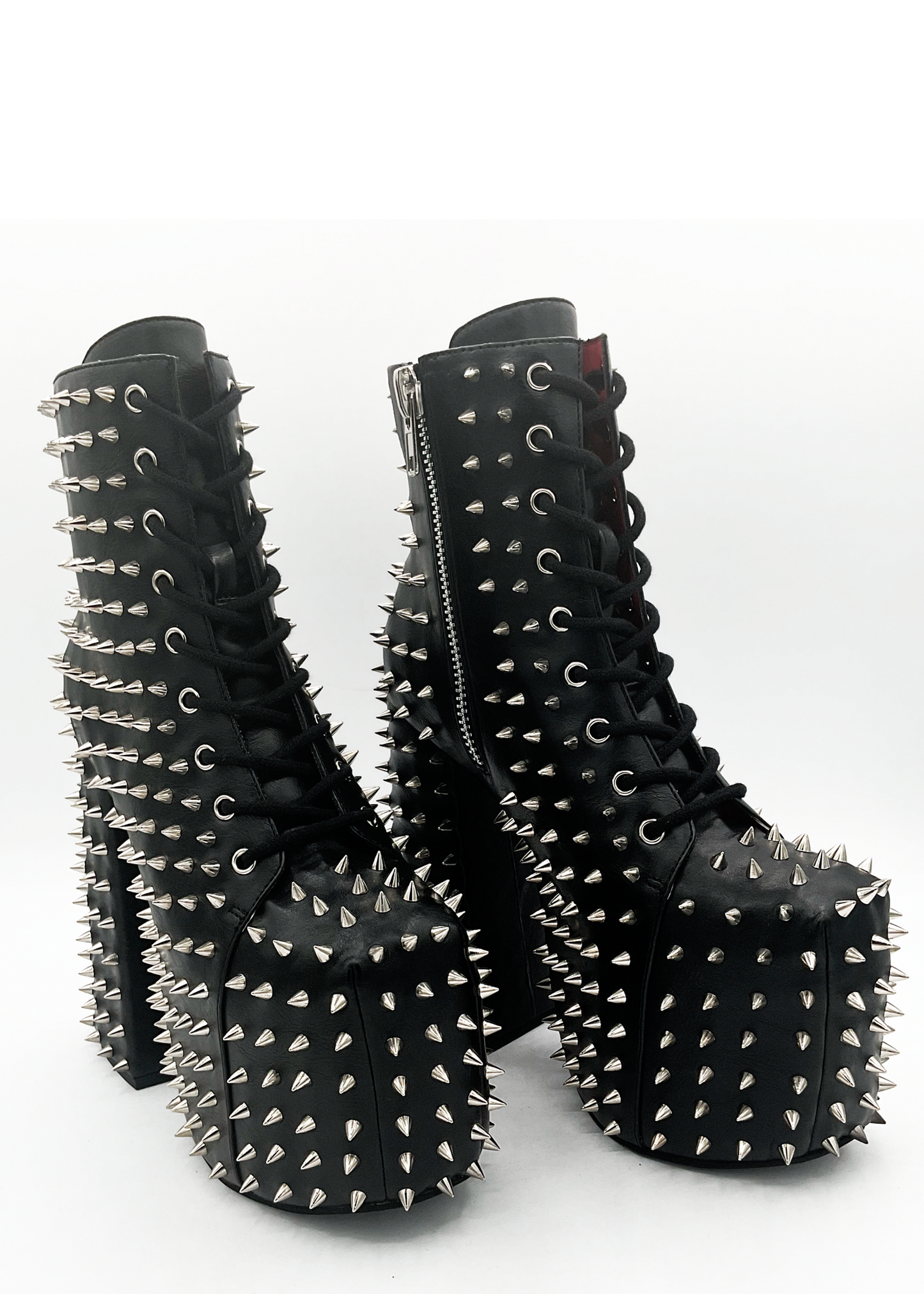 Leather Lace-Up Combat Boots — Chunky Sole, Wide Size Range