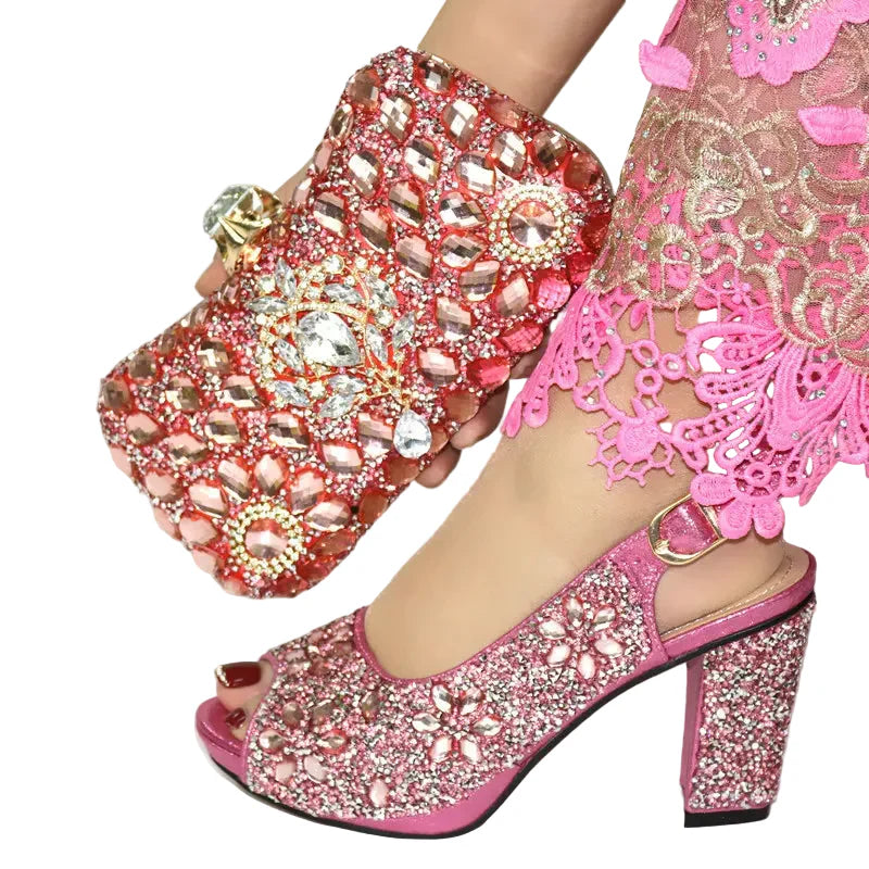 Gold Silver Black Heels & Matching Clutch Bag Set — Wedding Guest & Church, EU 37-43