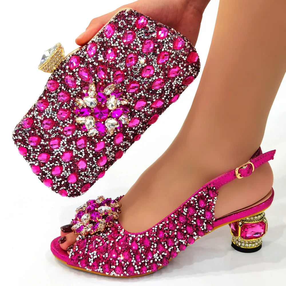Gold Silver Red Heels & Matching Clutch Bag Set — Wedding Guest & Prom, EU 37-43