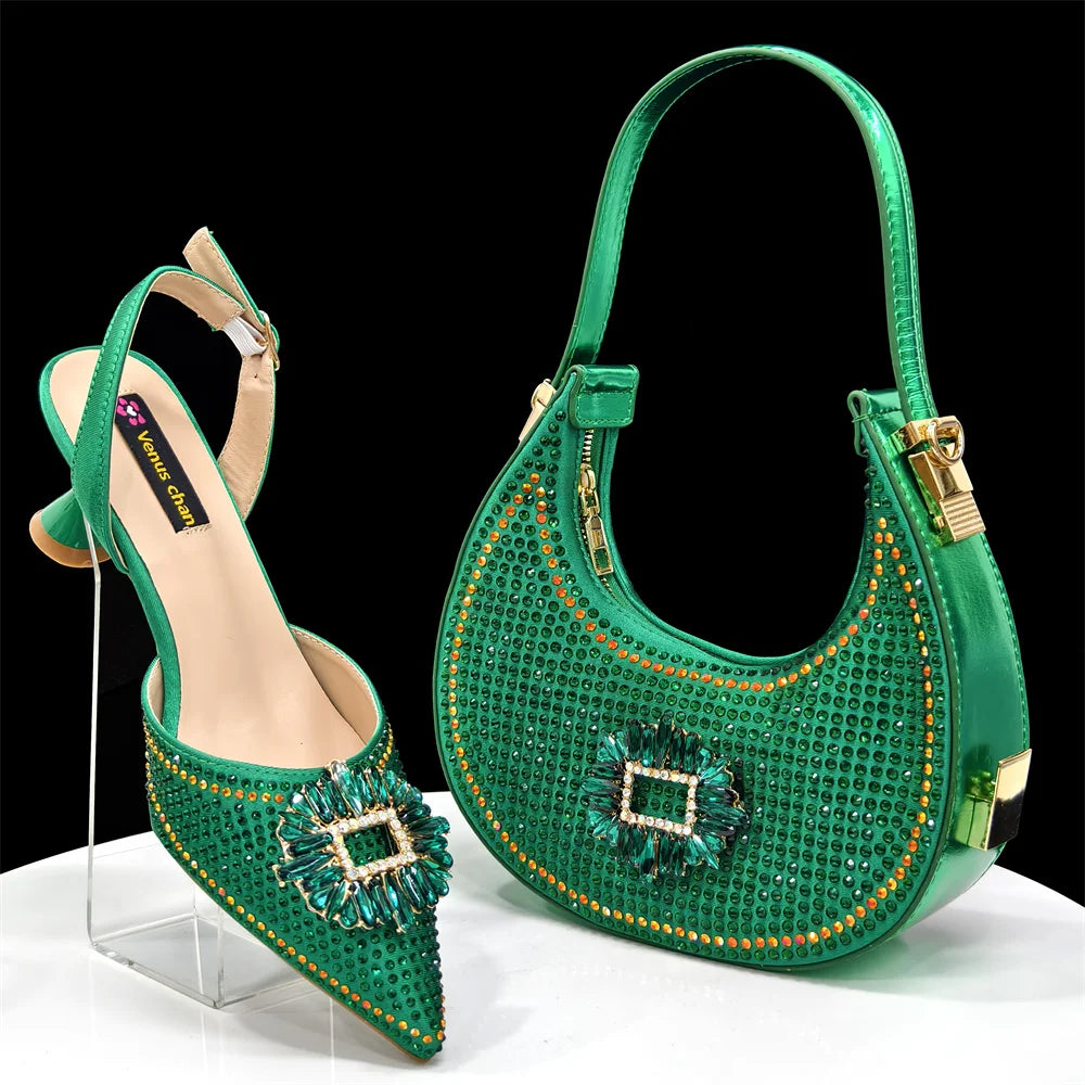 Gold Silver Black Platform Peep-Toe Heels & Clutch Bag Set — Wedding Guest, EU 37-43