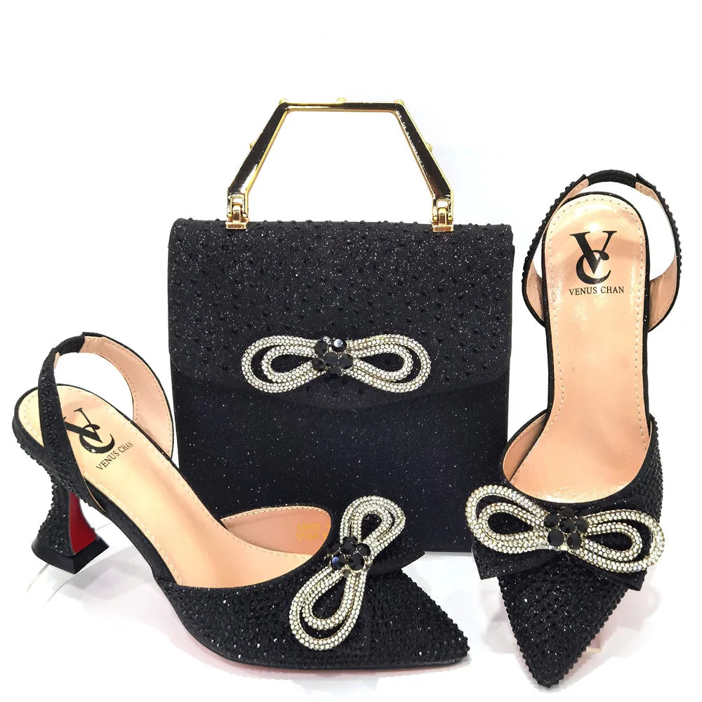 Gold Silver Black Platform Heels & Matching Clutch Bag Set — Aso Ebi & Owambe, EU 37-43