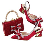 Med Heel Shoes for Women Italian Design Shoes and Bag Set