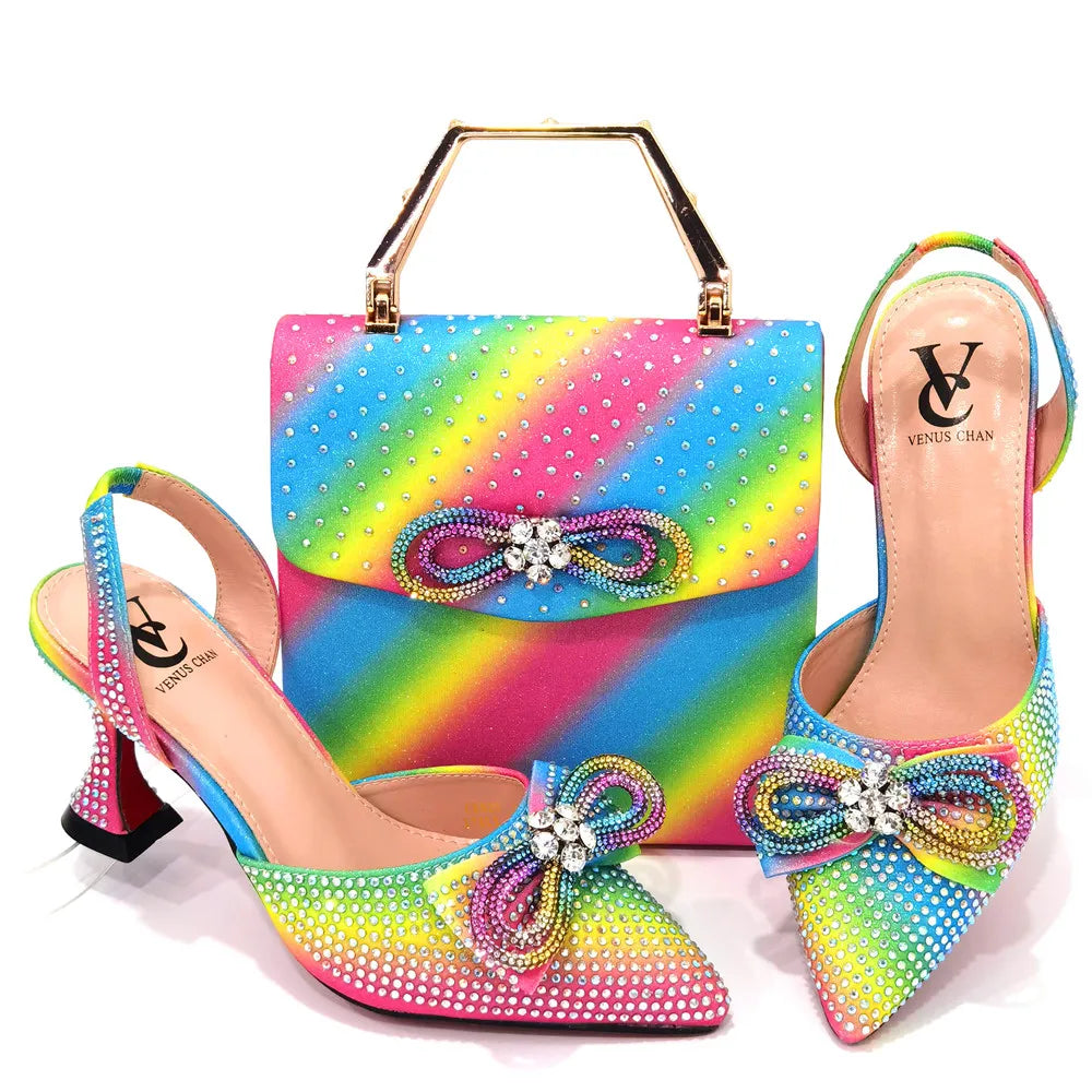 Gold Silver Black Platform Heels & Matching Clutch Bag Set — Aso Ebi & Owambe, EU 37-43