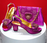 Latest Peep Toe Shoes Matching Bag Set For Wedding Party