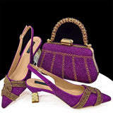 Women's Shoes and Bag Set with Rhinestone
