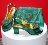 Latest Peep Toe Shoes Matching Bag Set For Wedding Party