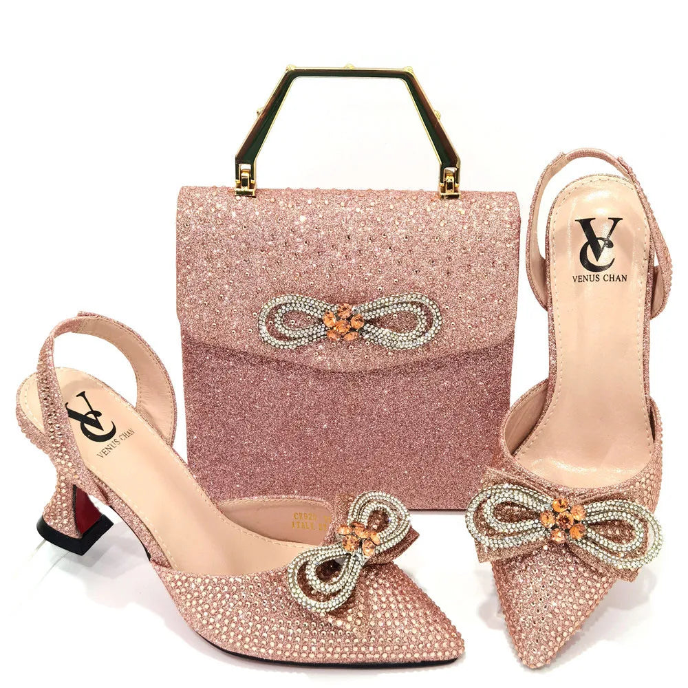 Gold Silver Black Platform Heels & Matching Clutch Bag Set — Aso Ebi & Owambe, EU 37-43