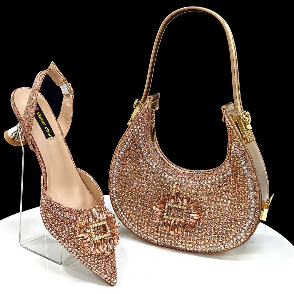 Gold Silver Black Platform Peep-Toe Heels & Clutch Bag Set — Wedding Guest, EU 37-43