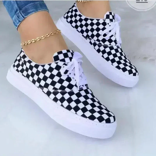Checkerboard Slip-On Sneakers — Canvas Skate Shoes