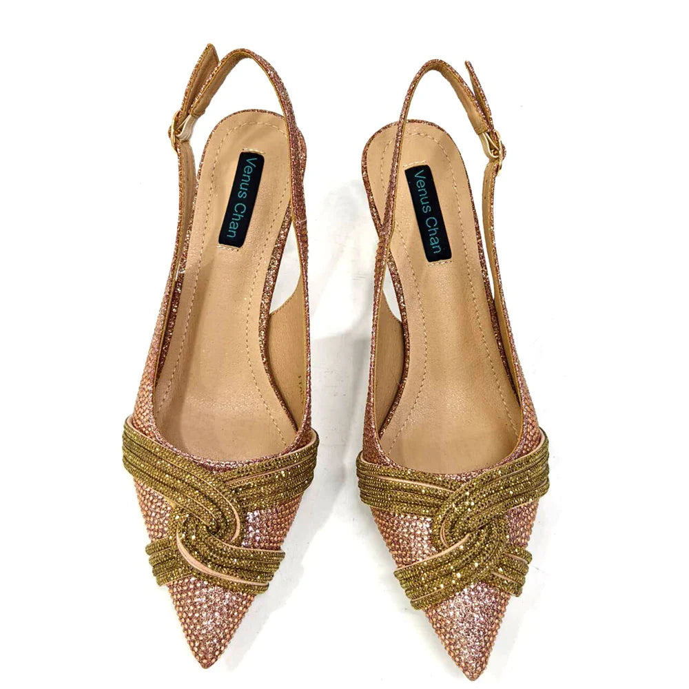 Gold Black Champagne Rhinestone Heels & Clutch Bag Set — Wedding & Prom, EU 37-42