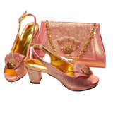 Latest Peep Toe Shoes Matching Bag Set For Wedding Party