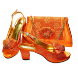 Latest Peep Toe Shoes Matching Bag Set For Wedding Party