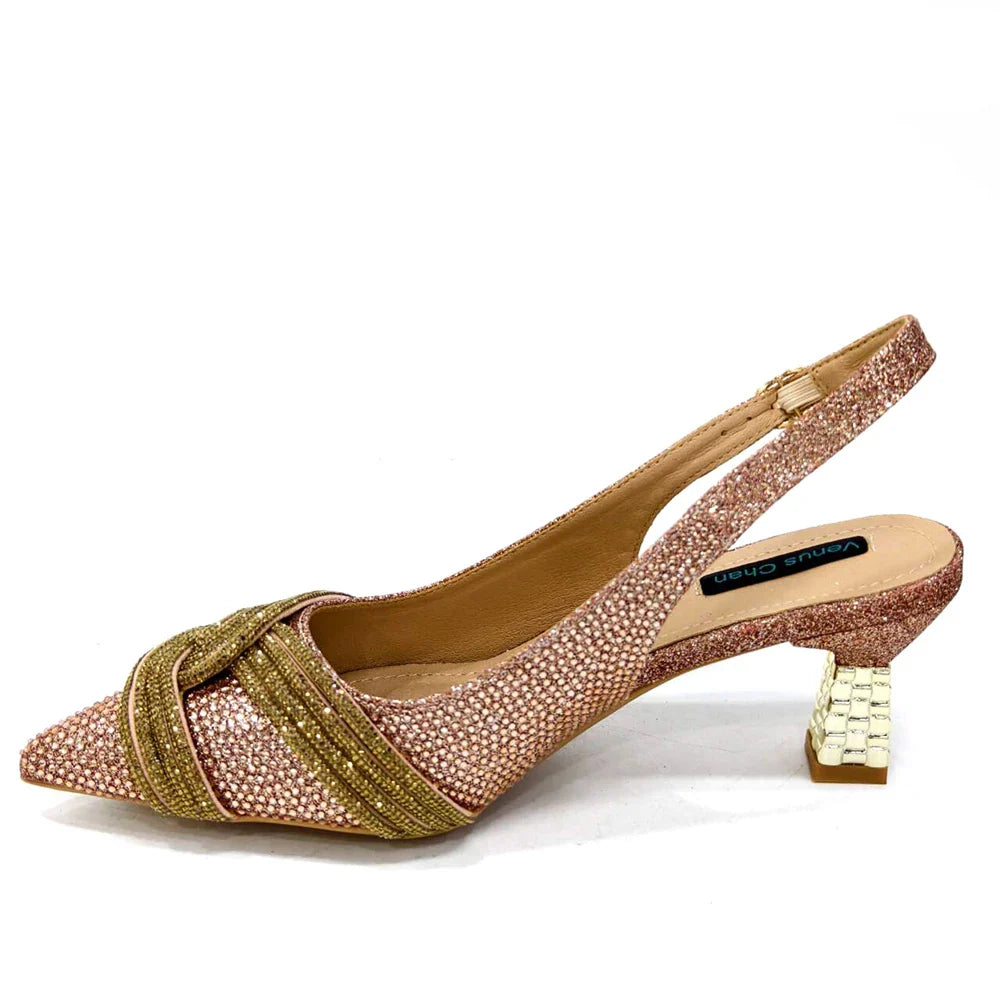 Gold Black Champagne Rhinestone Heels & Clutch Bag Set — Wedding & Prom, EU 37-42