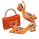 Med Heel Shoes for Women Italian Design Shoes and Bag Set