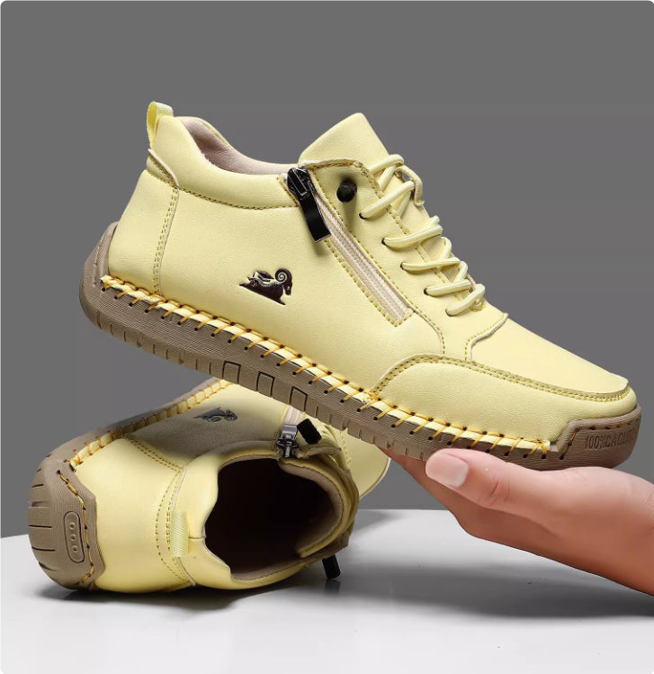 Handmade Lace-Up Flat Shoes — Wide & Plus Size, Standing All Day, EU 35-48