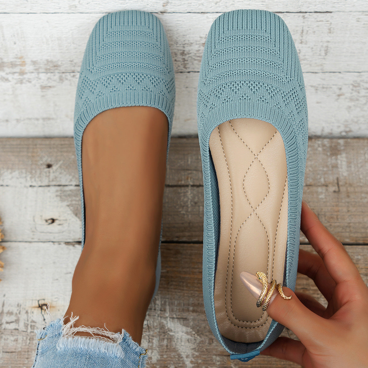 Knitted Slip-On Shoes — Plus Size Breathable Sneakers, EU 36-43
