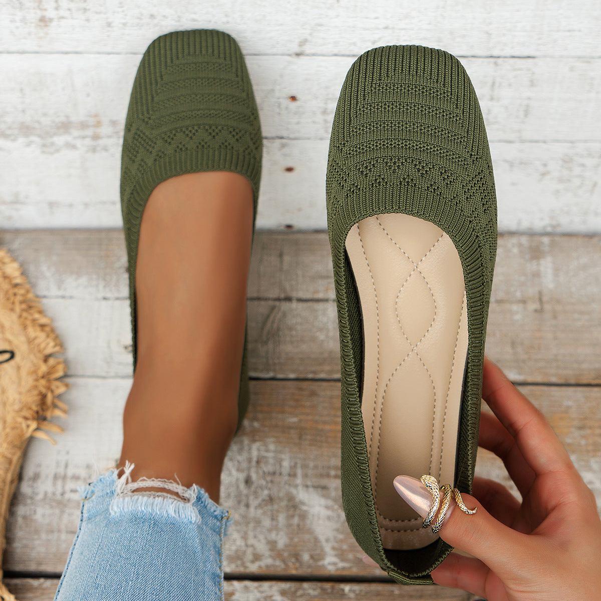 Knitted Slip-On Shoes — Plus Size Breathable Sneakers, EU 36-43
