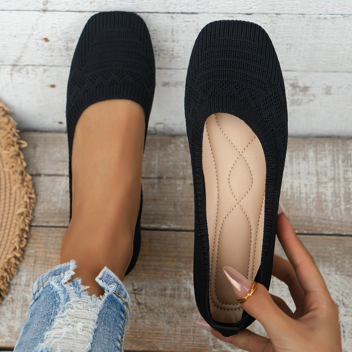 Knitted Slip-On Shoes — Plus Size Breathable Sneakers, EU 36-43