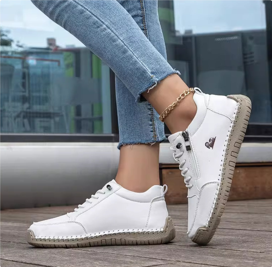 Handmade Lace-Up Flat Shoes — Wide & Plus Size, Standing All Day, EU 35-48