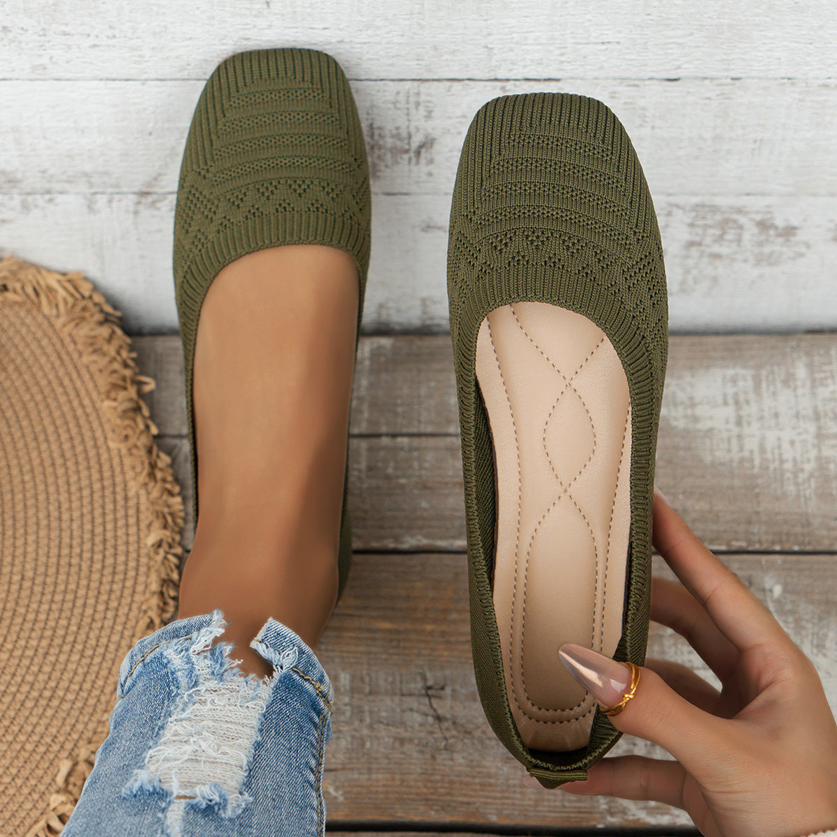 Knitted Slip-On Shoes — Plus Size Breathable Sneakers, EU 36-43