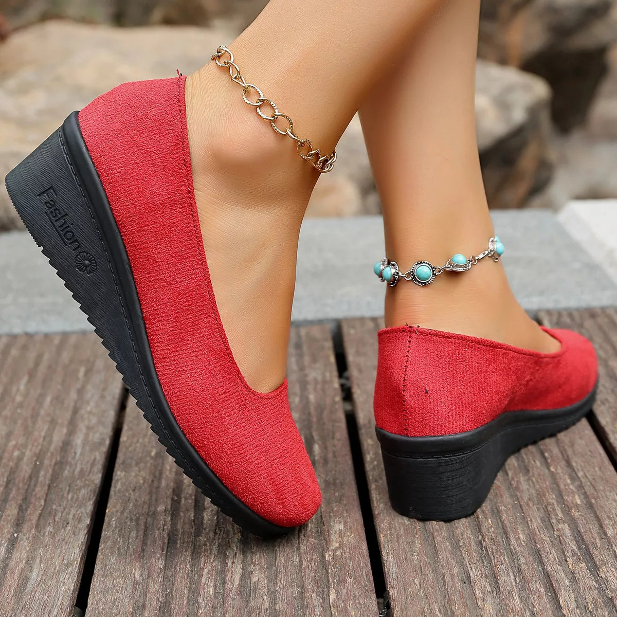 Wedge Heel Slip-On Loafers — Comfortable Closed Toe Work Shoes, EU 36-43