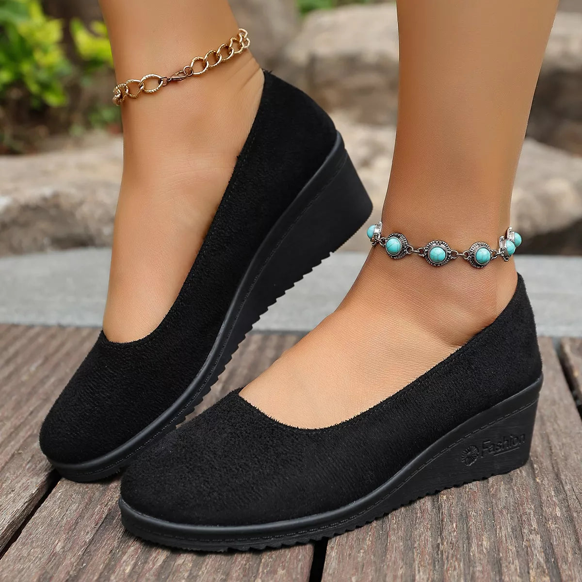 Wedge Heel Slip-On Loafers — Comfortable Closed Toe Work Shoes, EU 36-43