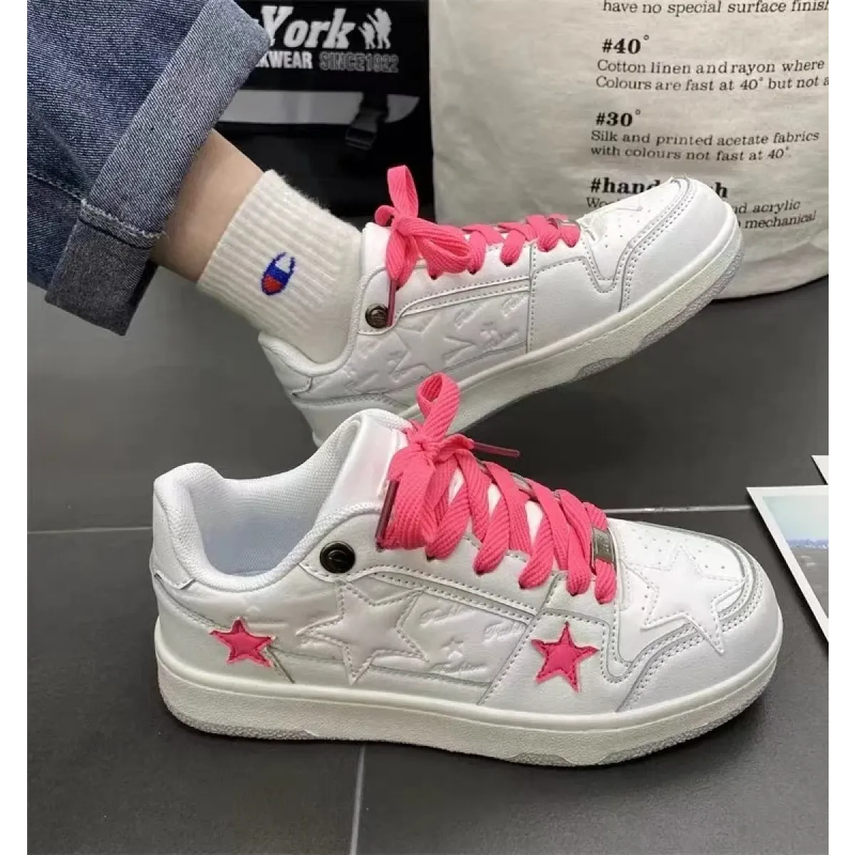 Y2K Chunky Platform Sneakers — Pink & White Fashion Trainers, EU 35-44