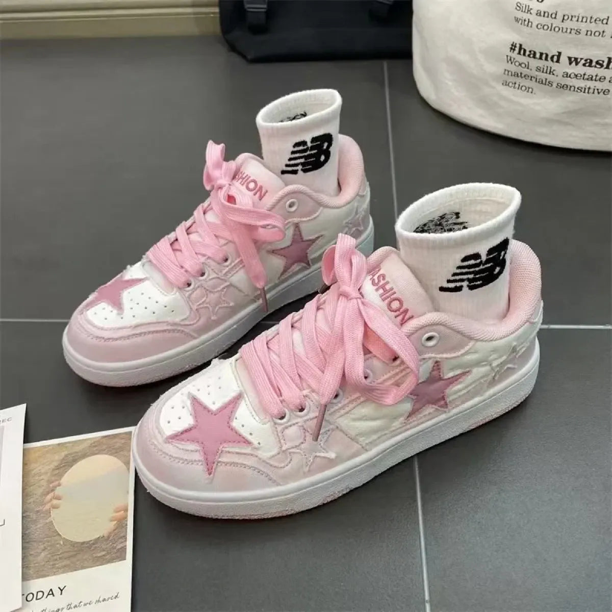 Y2K Chunky Platform Sneakers — Pink & White Fashion Trainers, EU 35-44